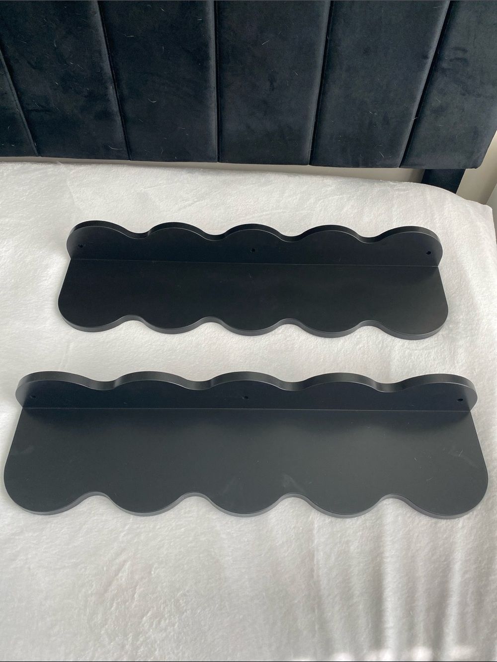 Brand new scallop wall shelves set of 2